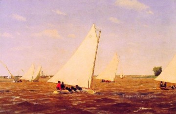 トーマス・イーキンス Painting - デレウェア リアリズムの海景で競うヨット トーマス・イーキンス